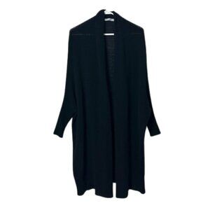 Subtle Luxury solid black 100% cashmere cocoon shawl jacket cardigan S/M